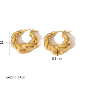 1 Pair Classic Minimalist Style Twist C Shape Stainless Steel  Gold Color Women's Hoop Earrings  h5 Picture3